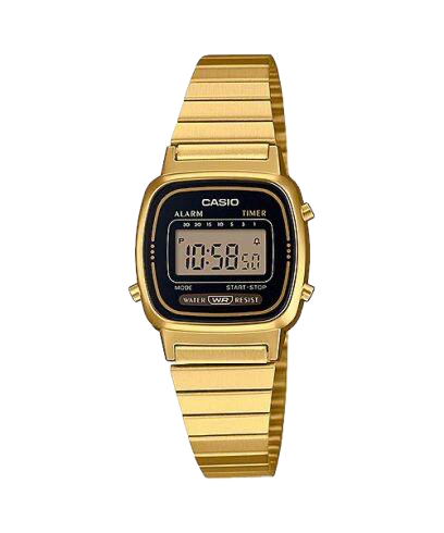 Casio LA670WGA-1 女裝黑面復古錶